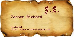Zacher Richárd névjegykártya